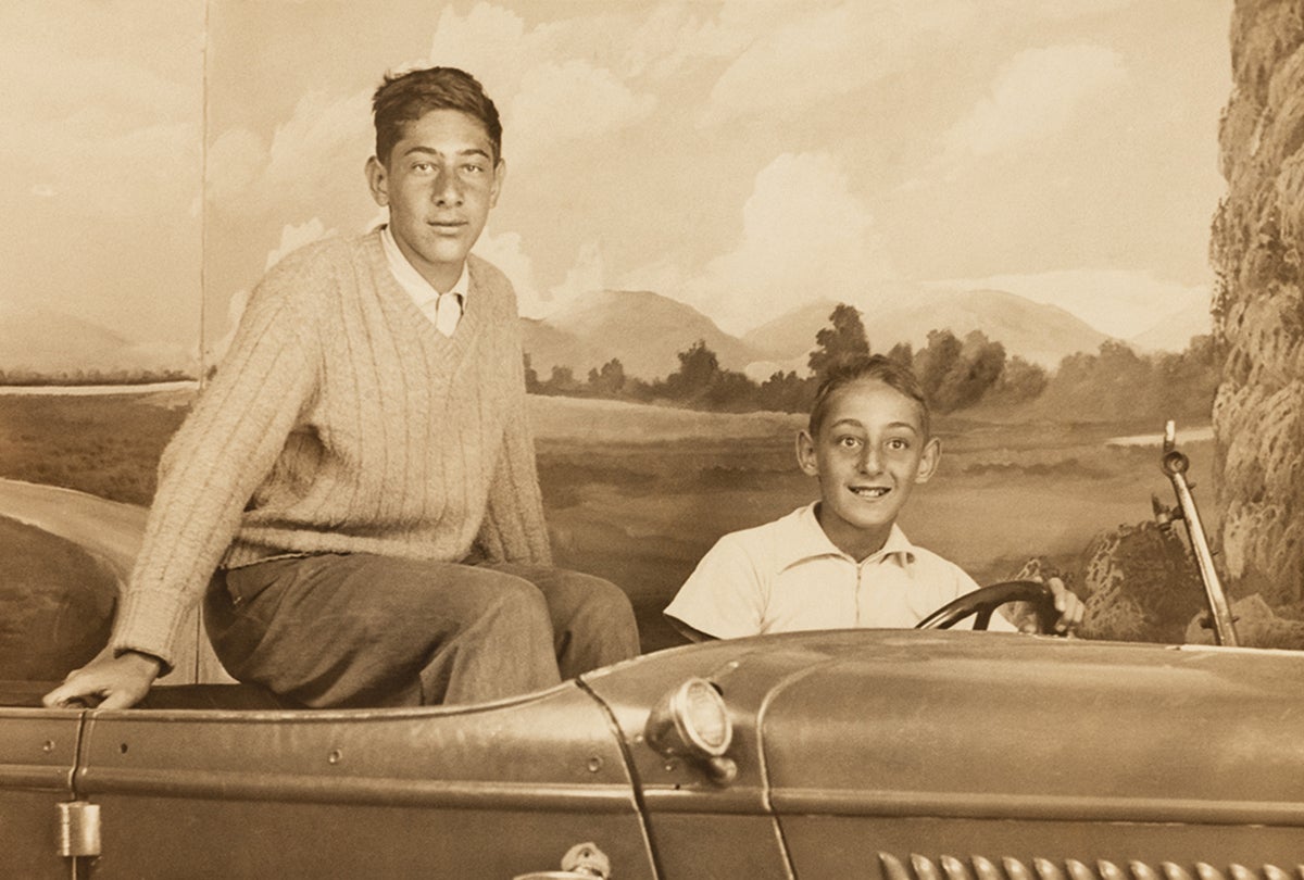 Harvey Milk and his older brother Robert posing for a photo at Coney Island, New York  1942