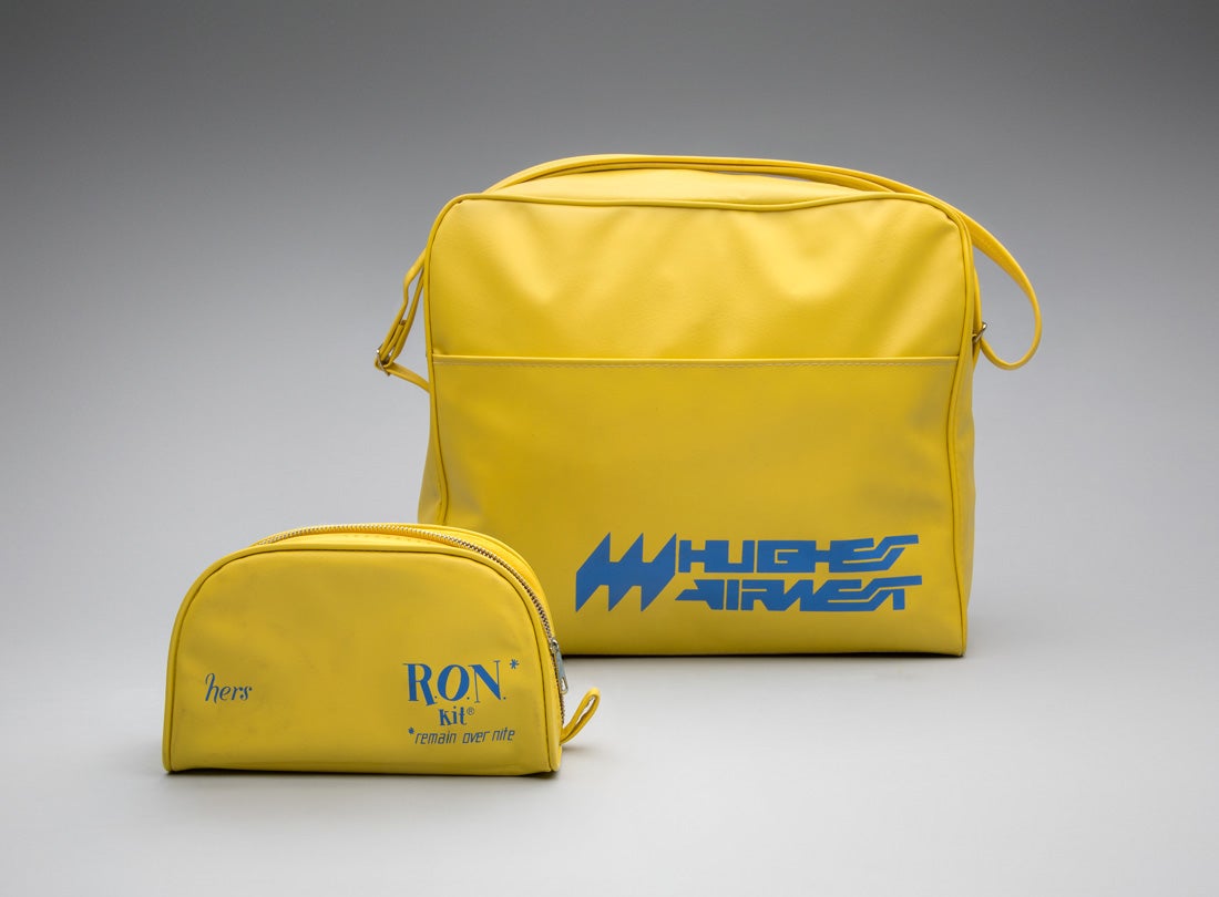 Hughes Airwest flight bag and R.O.N. (Remain Over Night) amenity kit
