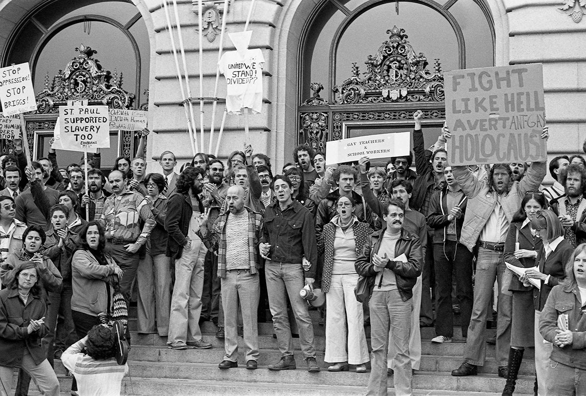 Anti-Proposition 6 rally on the steps of San Francisco’s City Hall May 1, 1978