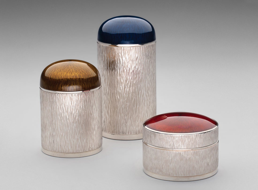 Gerald Benney, Cigar cannister  1974, Cigar cannister  1972, Round box  1976 