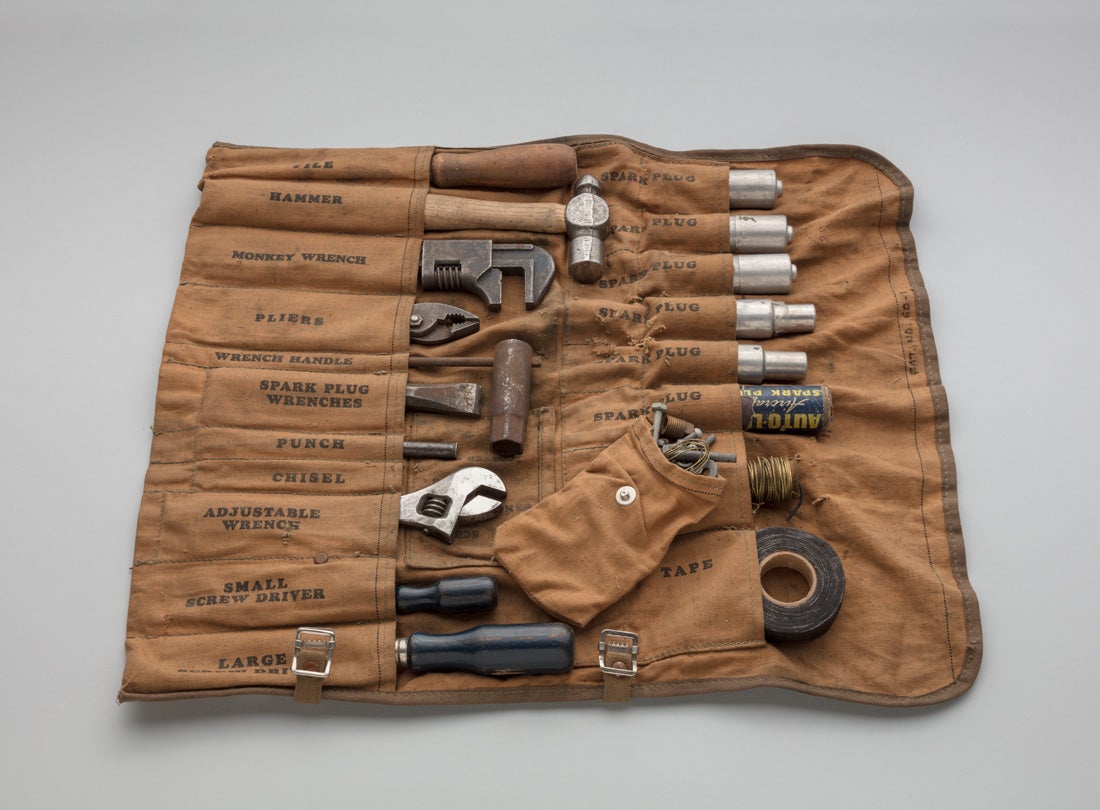 National Air Lines/United Air Lines mechanic roll-up tool set  late 1920s
