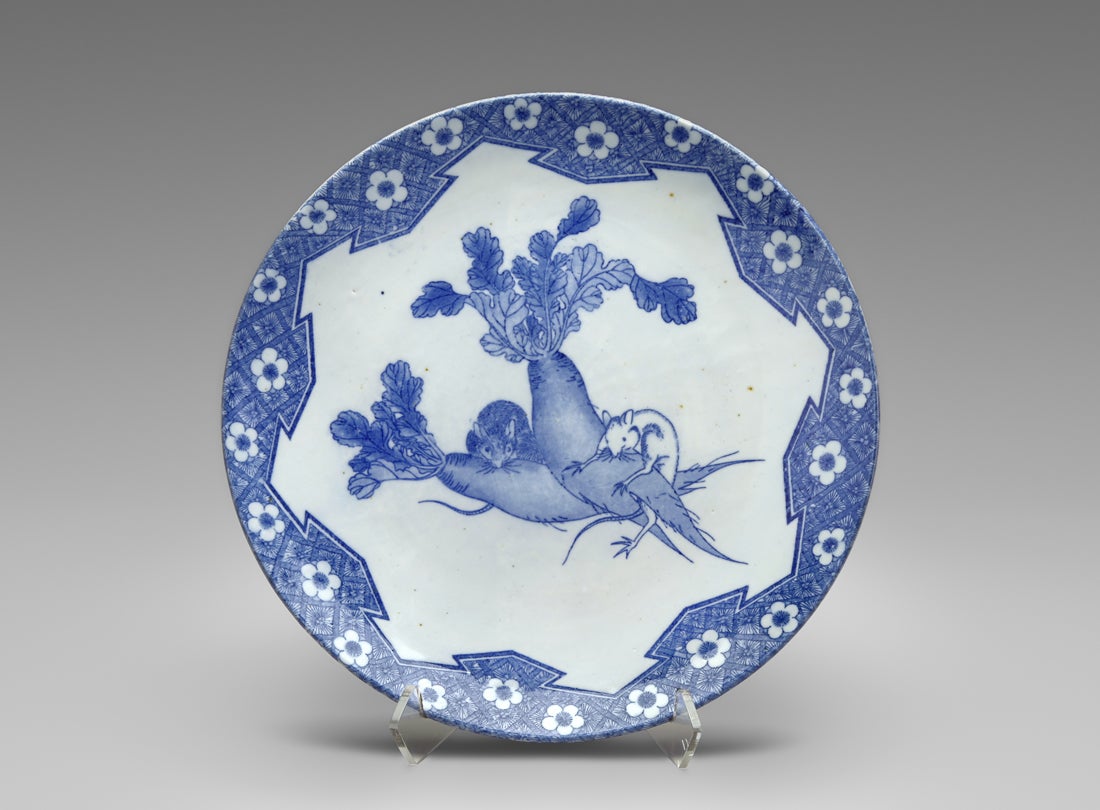 Large dish with radish (daikon) and mice  1850–90