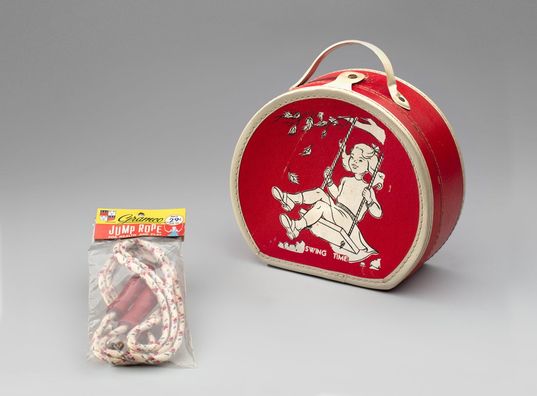 Jump Rope  c. 1950s, Swing Time purse  c. 1950s 
