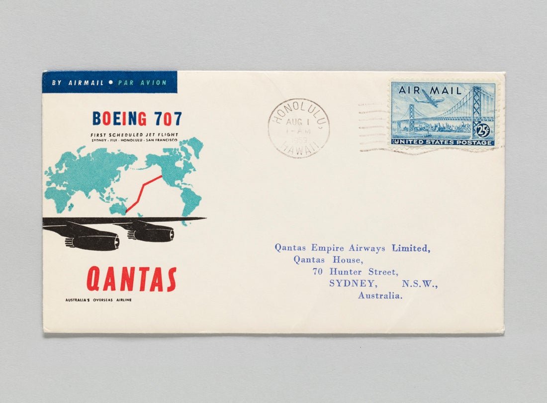 Qantas Airways first Boeing 707 flight airmail flight cover