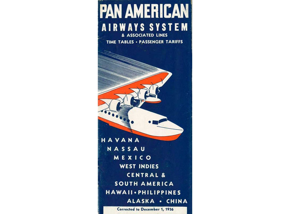 Pan American Airways timetable  1936