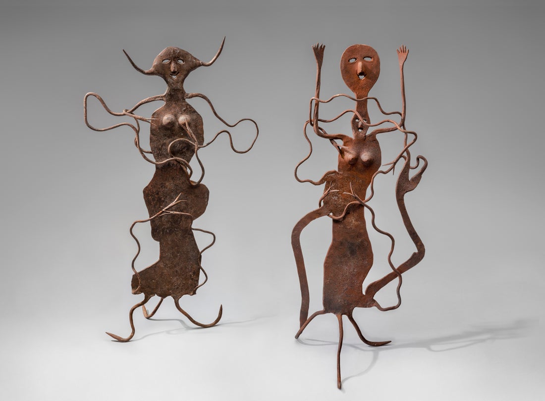 Entwined figures  c. 1960s   Georges Liautaud (1899–1991) Croix-des-Bouquets, Haiti recycled steel oil drum Collection of Larry Kent 
