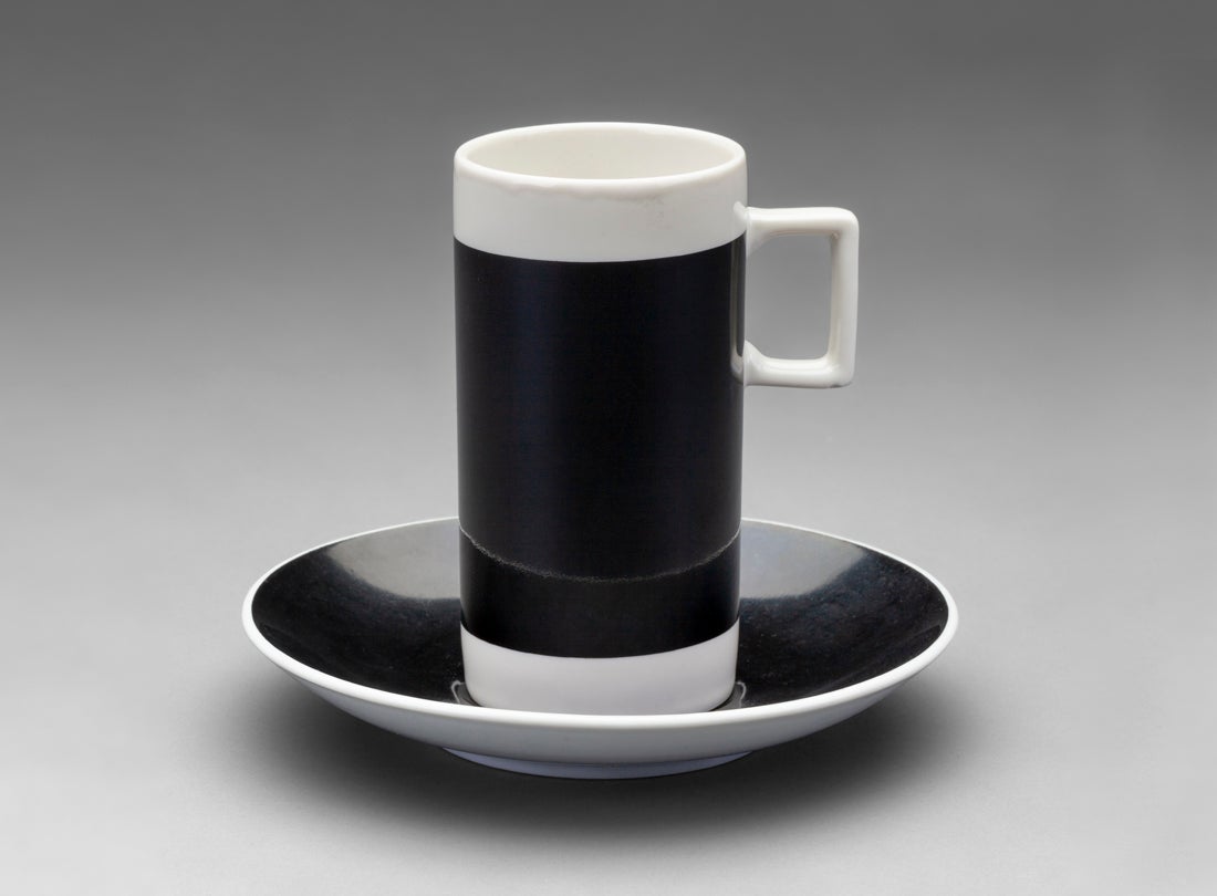 Braniff International Airways Braniff Black pattern espresso cup and saucer  1970s