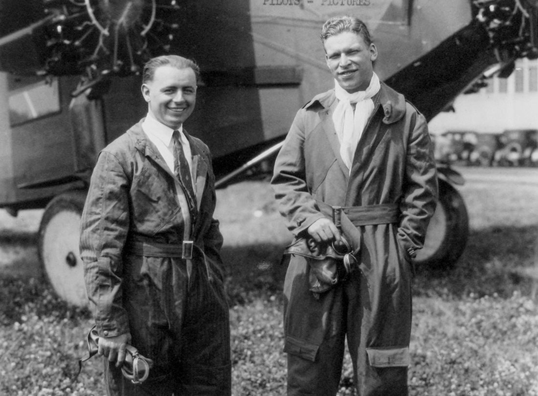 Lieutenants Lester Maitland and Albert Hegenberger after completing the first successful nonstop flight from North America to Hawaii