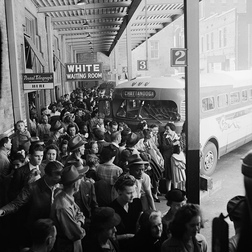 Waiting for the bus at the Memphis terminal  1943