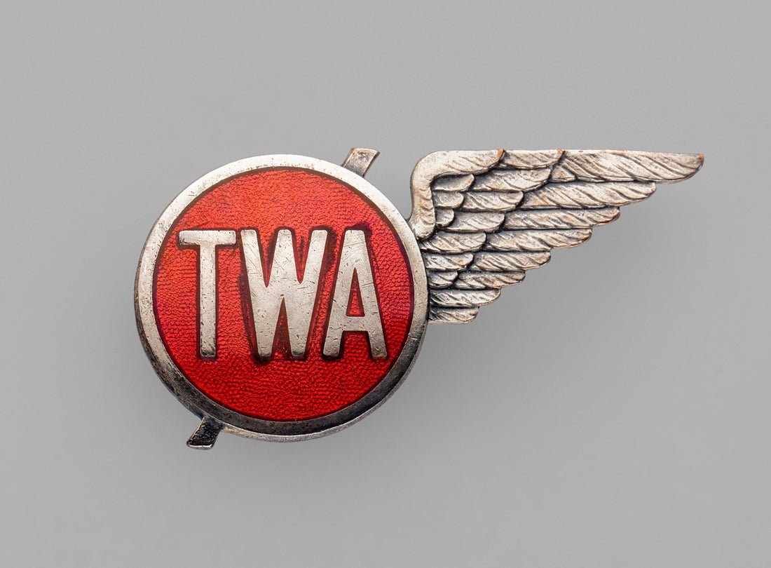 TWA (Transcontinental & Western Air) air hostess hat badge