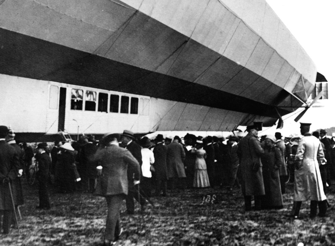 Passengers wait to board the Schwaben’s twenty-passenger gondola  1911