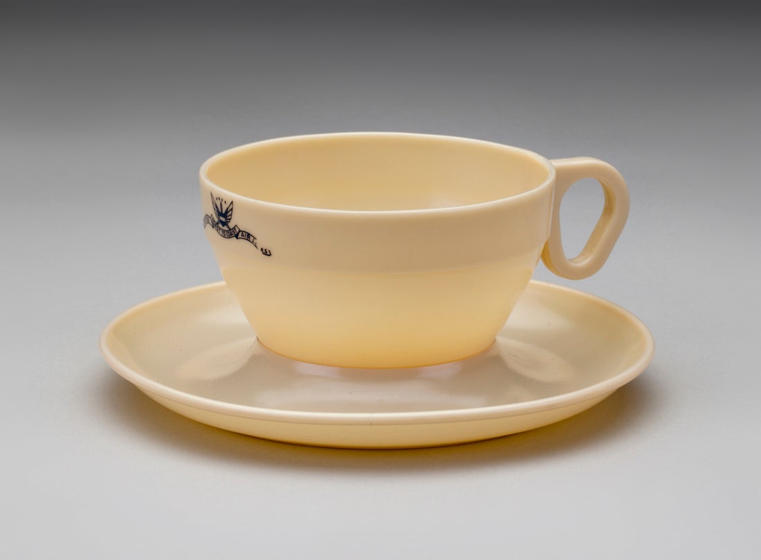 United Air Lines plastic coffee cup and saucer  1930s