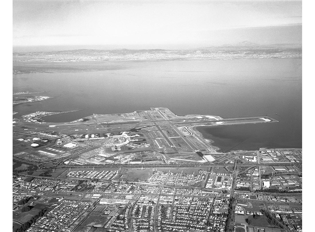 View of San Francisco International Airport (SFO), view facing east  November 16, 1964