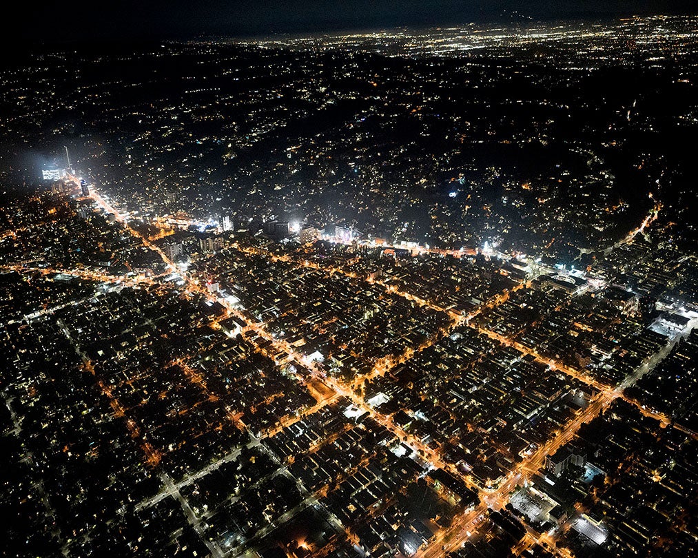Sunset and Santa Monica Looking Northwest at Fairfax, Los Angeles, CA  2016