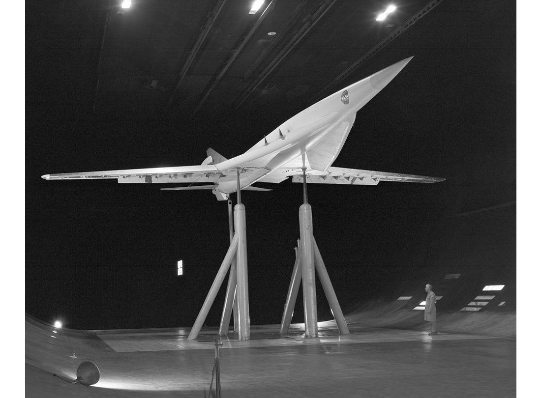 Supersonic transport configuration model in 40 x 80 wind tunnel  1964