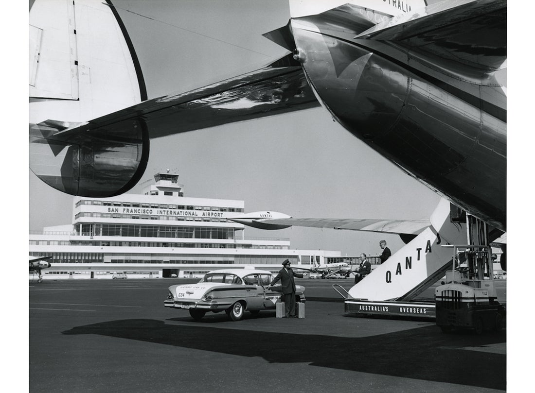 Qantas Empire Airways Lockheed L-1049 Super Constellation at San Francisco International Airport  c. 1955