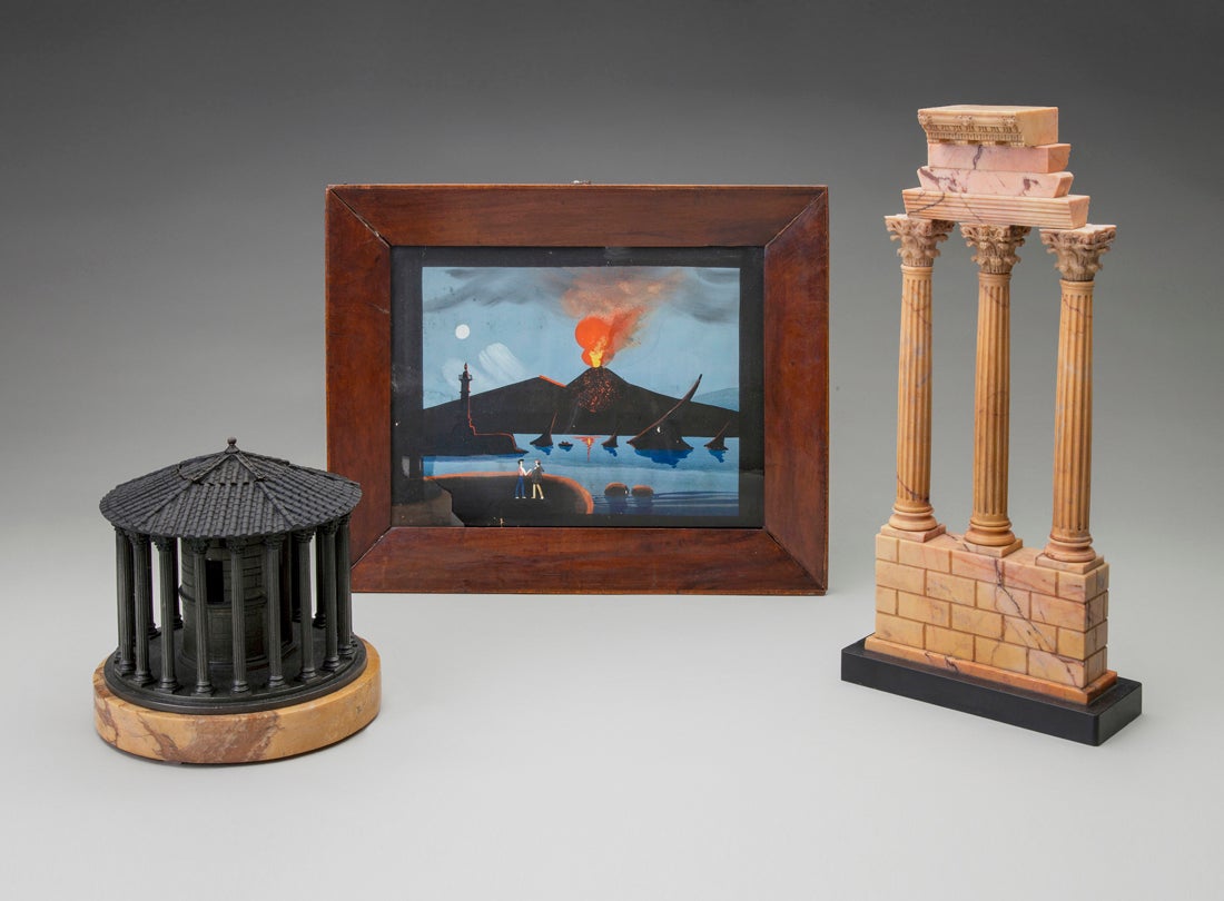 Temple of Vesta, Painting of Mount Vesuvius and Bay of Naples at night, Temple of Castor and Pollux