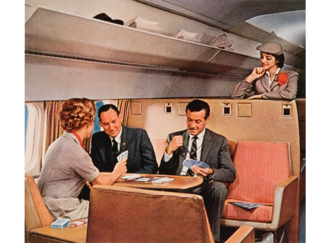 United Air Lines Douglas DC-8 brochure coach lounge (selection)  1959