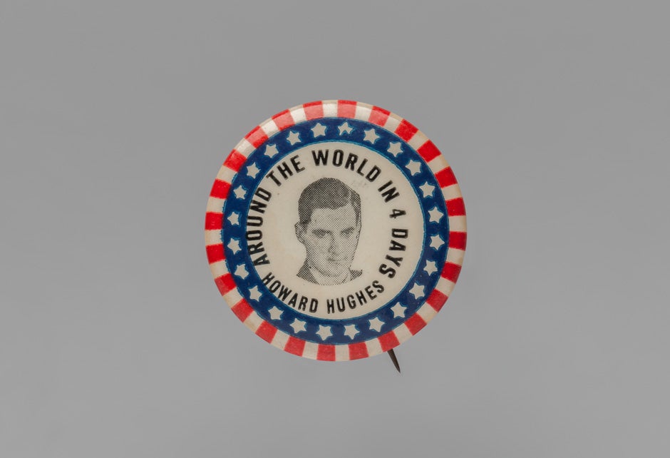Howard Hughes Round-the-World Flight commemorative button