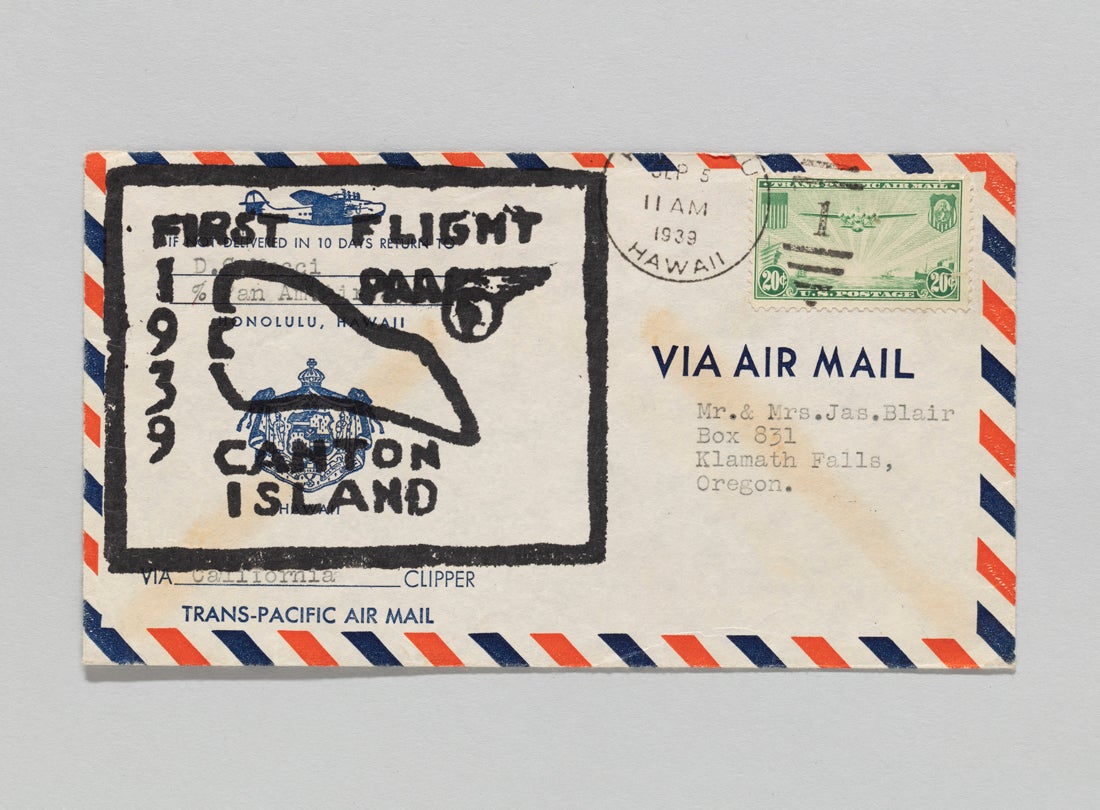 Pan American Airways, Canton Island first flight airmail flight cover