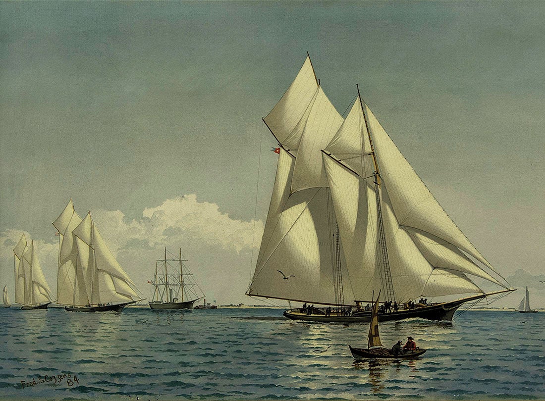 “A stern chase and a long one – 1876. Countess of Dufferin, America, Grant, Madeleine”  c. 1876