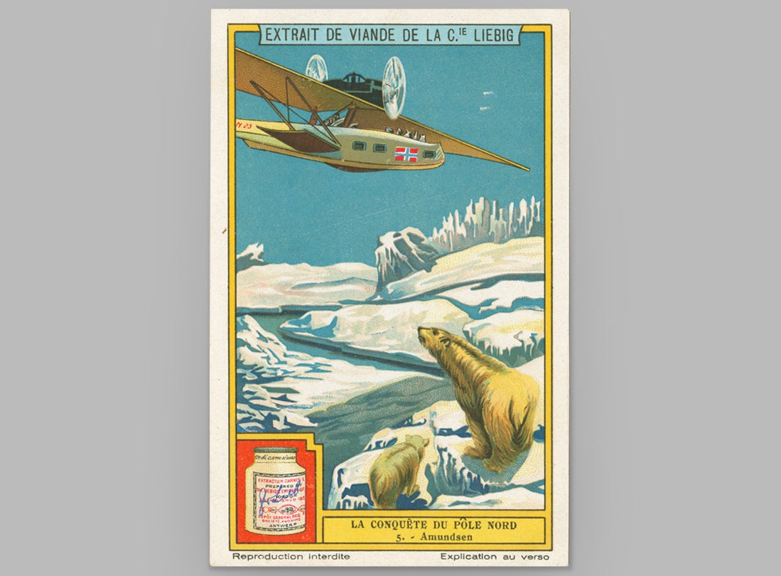 Cubes OXO advertisement card with illustration of Amundsen North Pole expedition Dornier DoJ Wal flying boat  late 1920s