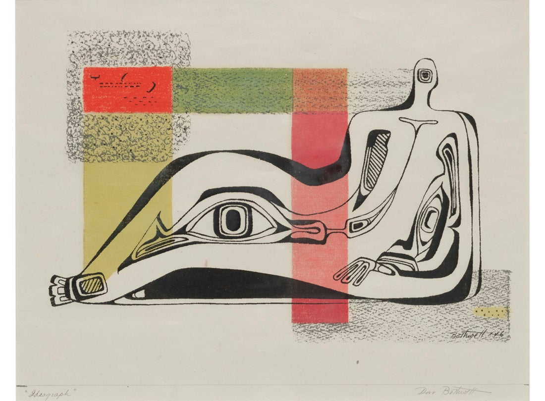 Ideograph  1946 Dorr Bothwell (1902–2000) San Francisco serigraph Collection of Steve Cabella L2022.0601.044  