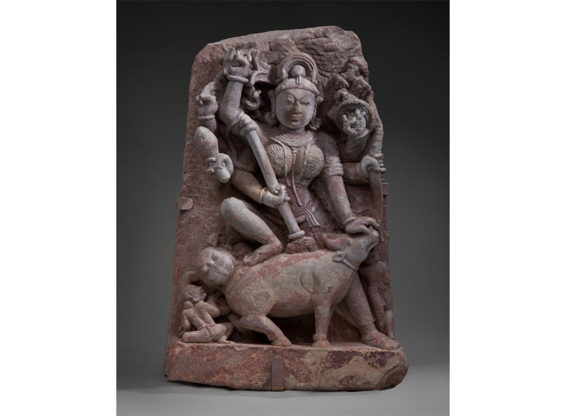 The Hindu deity Durga killing the buffalo demon  900–1000