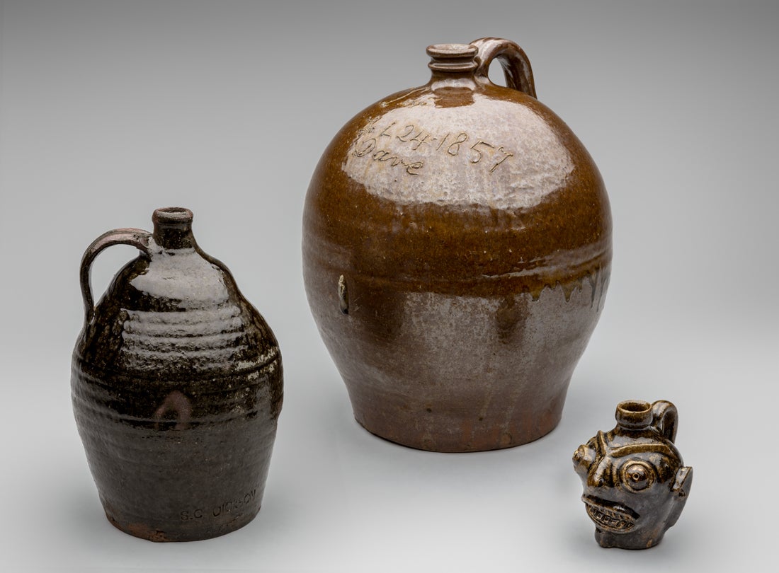 Jug  1857, Jug  c. 1880s, Face jug  c. 1862