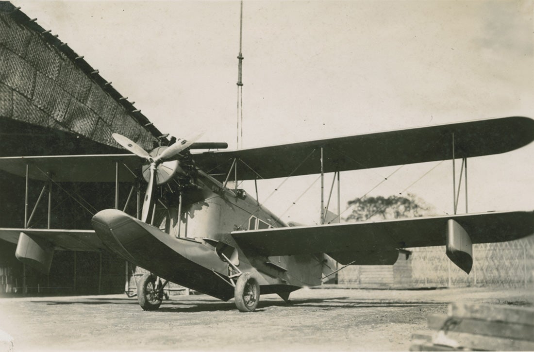 CNAC Loening Air Yacht and hangar at Lungwha airbase, Shanghai  1929
