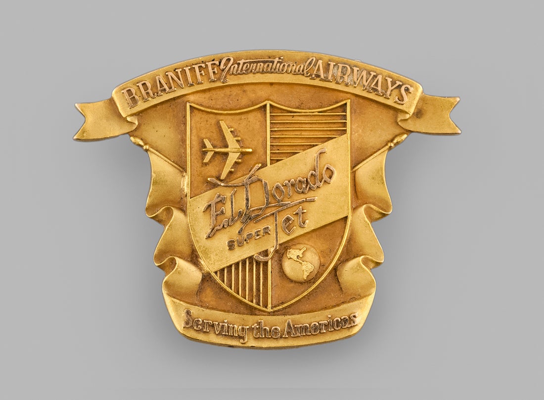 Braniff International Airways air hostess hat badge