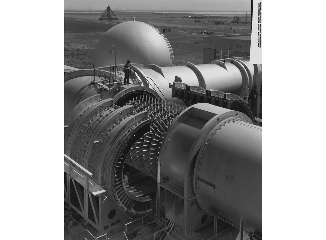 Supersonic 6 x 6 wind tunnel compressor showing rotor blades  1949