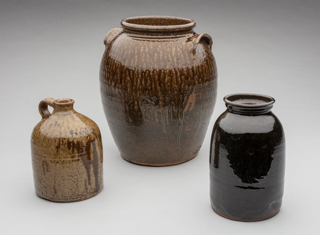 Jug  c. 1880s, Storage jar  c. 1860, Preserve jar  c. 1910