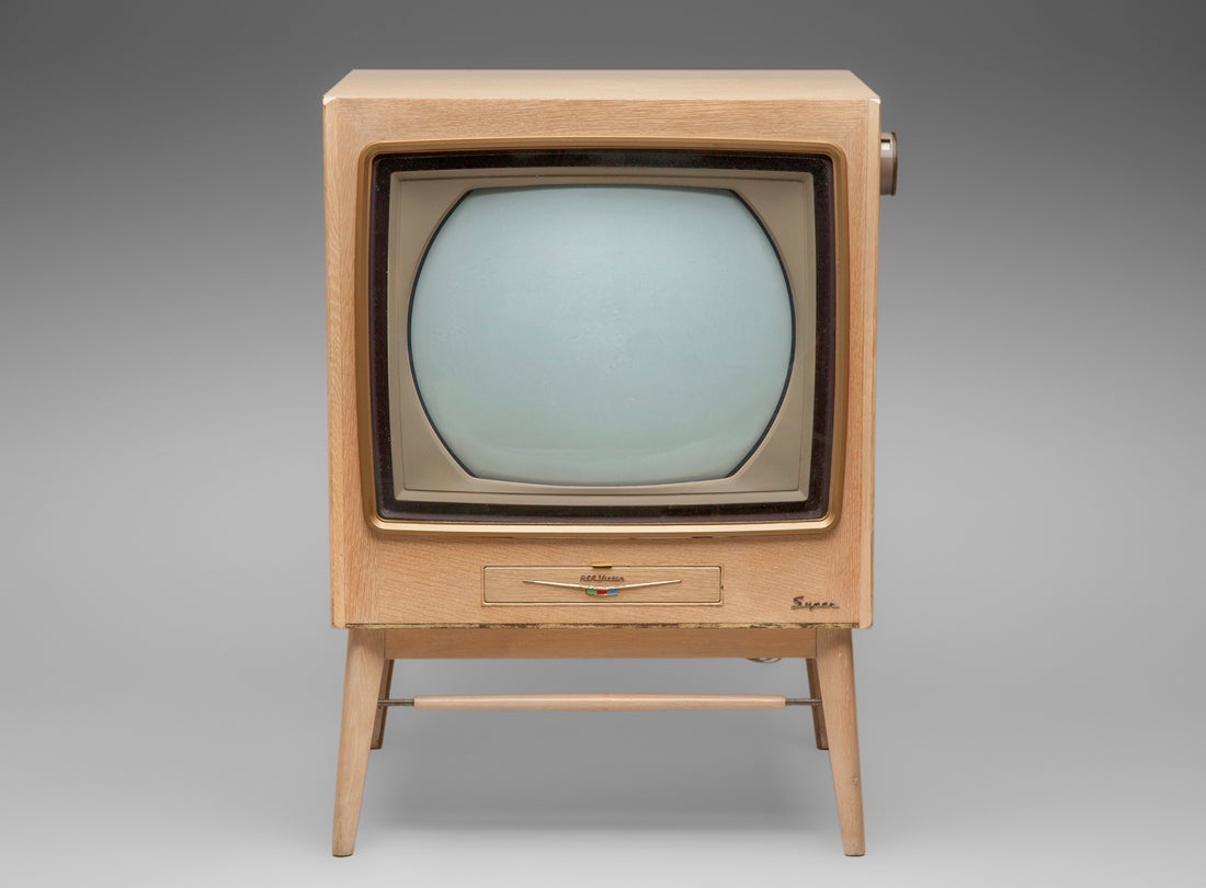 RCA Box TV on Metal Stand