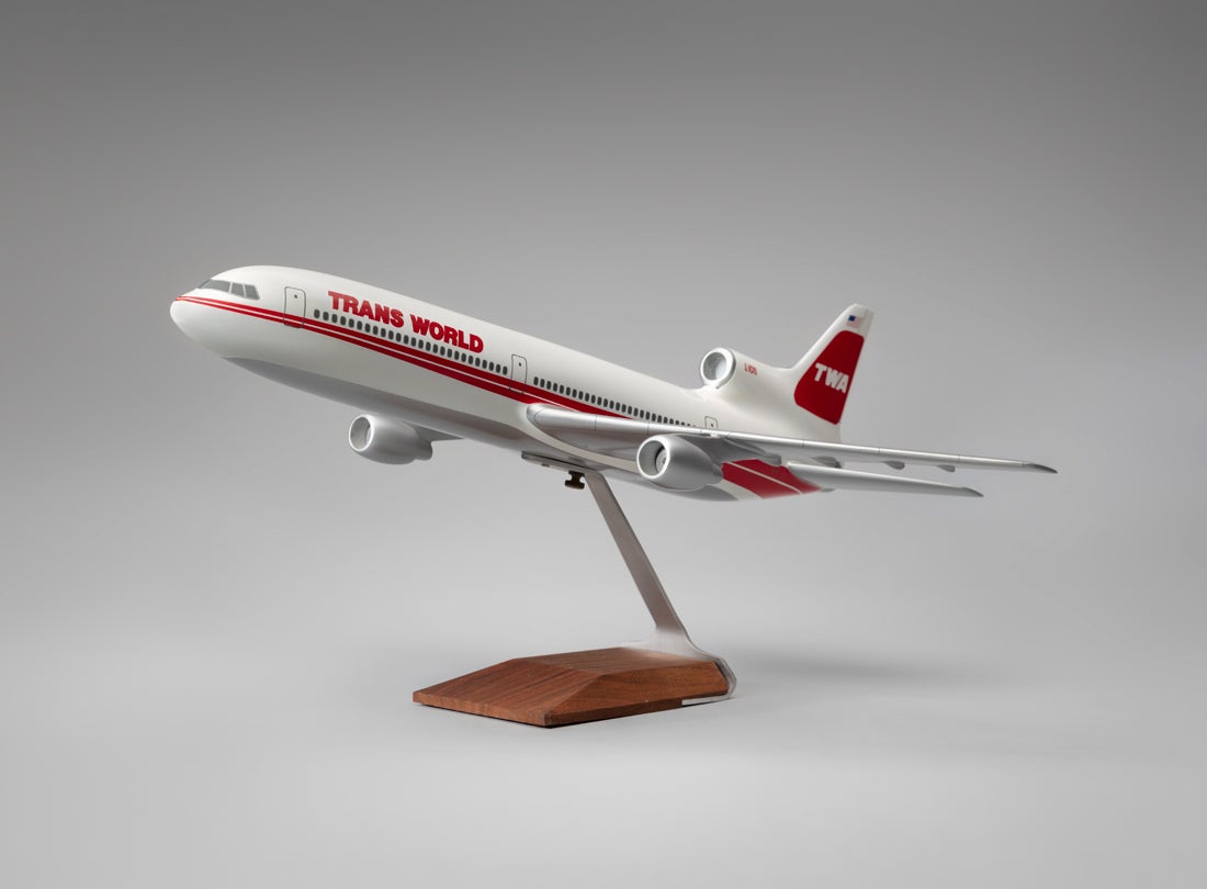TWA (Trans World Airlines) Lockheed L-1011 TriStar model aircraft  c. 1980