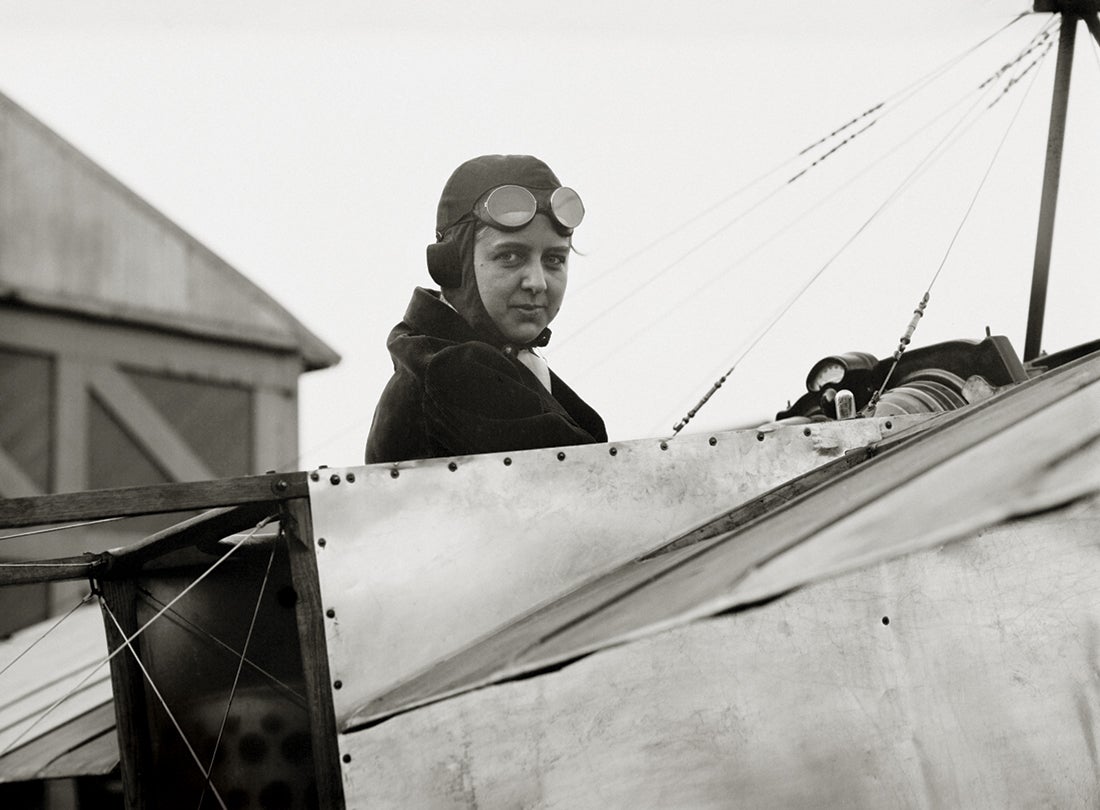 Bernetta Adams Miller (1884–1972) in a Moisant/Bleriot monoplane  1912