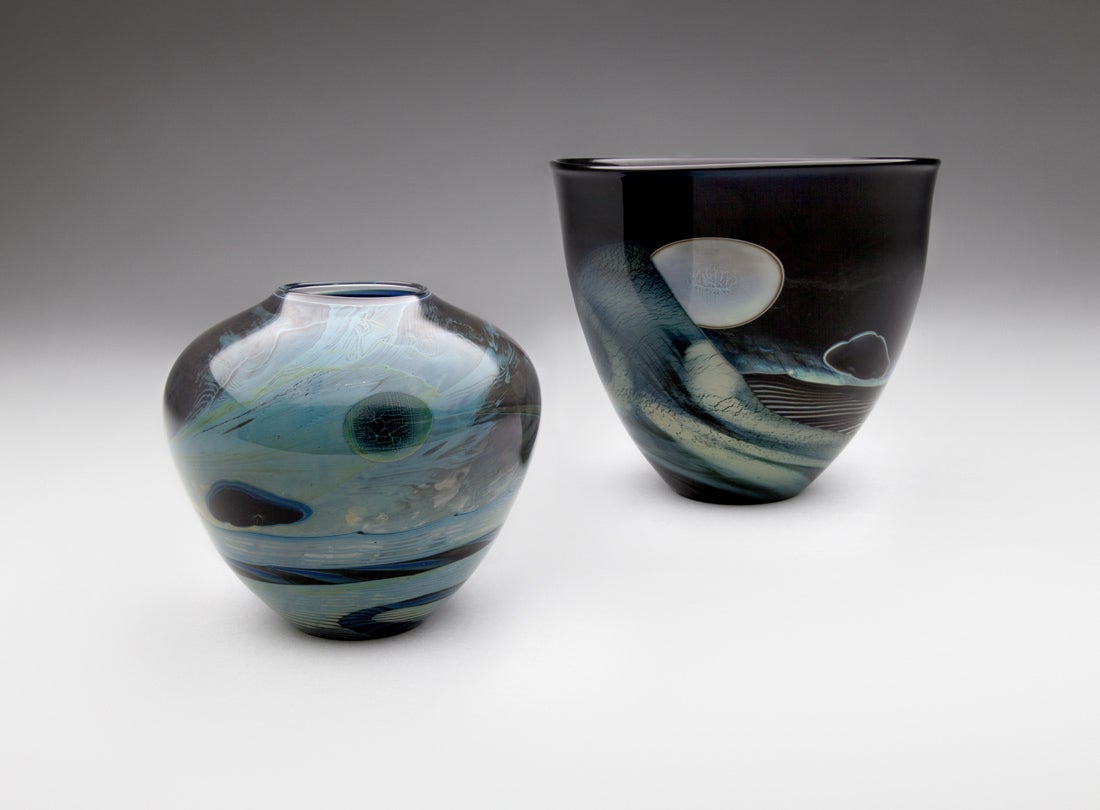 Moon Bottle #3 1971; Moon Bowl #3  1978   John Lewis (b. 1942)