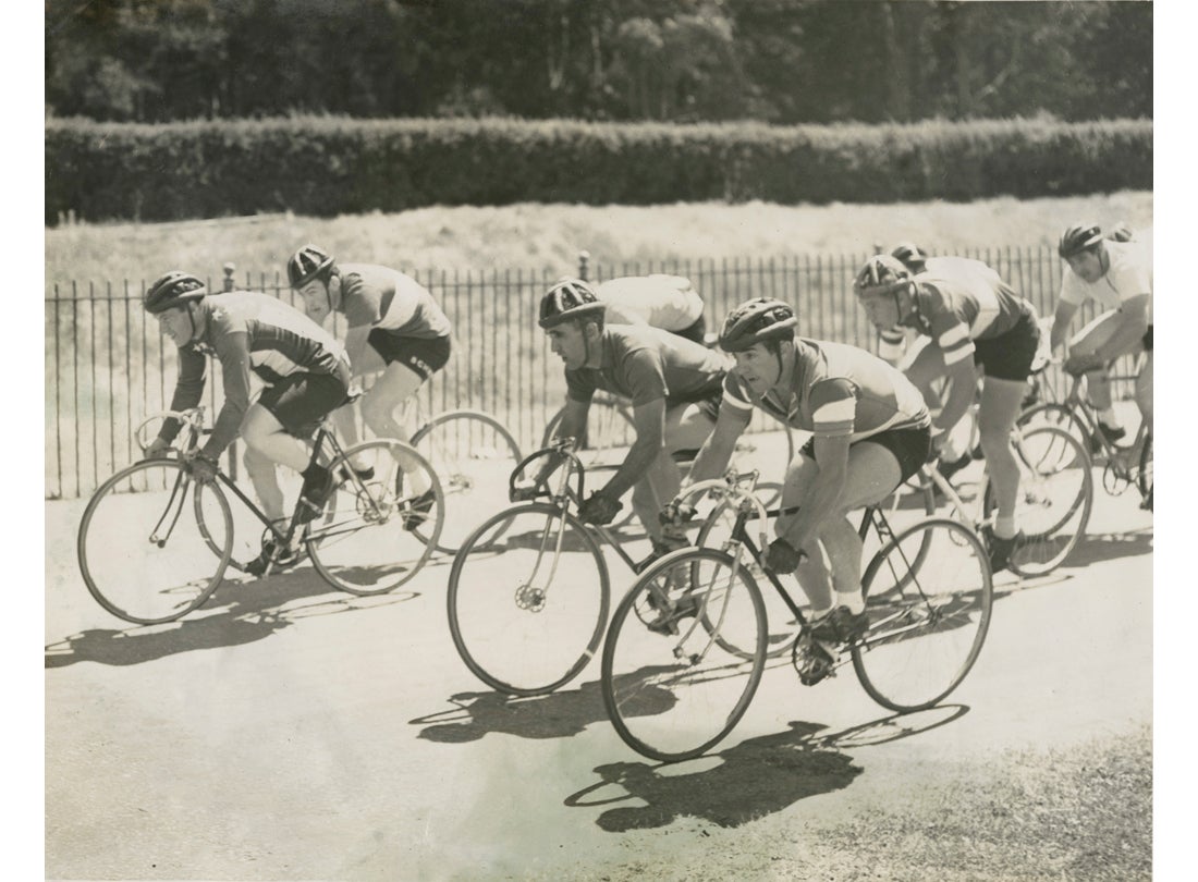 Vince Gatto leads the race, Golden Gate Park Polo Field, San Francisco  1950s