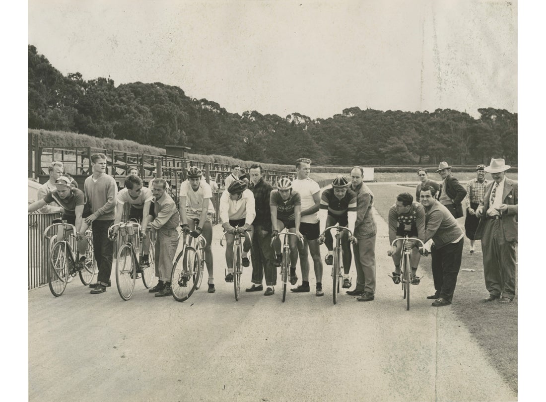Vince Gatto stares at the competition, Golden Gate Polo Field, San Francisco  1950s 