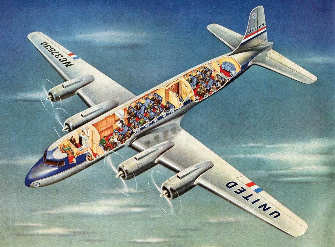 United Air Lines Douglas DC-6 Mainliner brochure, detail  c. 1947