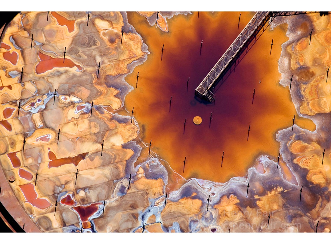 Floating on Oil: Top of oil tank at tar sands upgrader facility, Fort McMurray, Canada