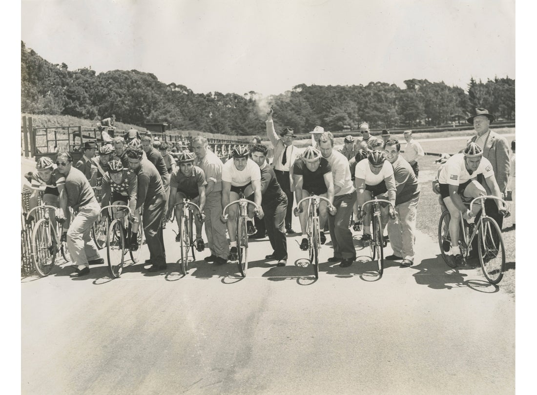 Vince Gatto stares at the competition, Golden Gate Polo Field, San Francisco  1950s 