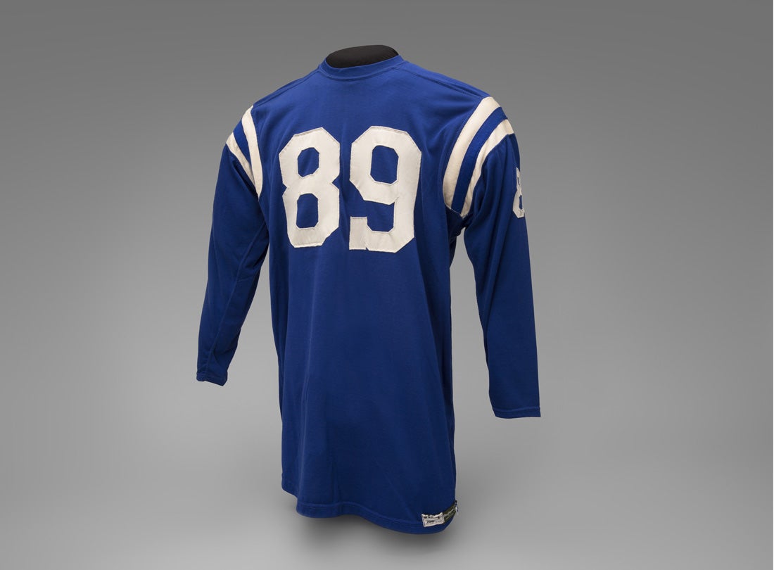 Cleats worn by Baltimore Colts defensive end Gino Marchetti during the 1960 National Football League season