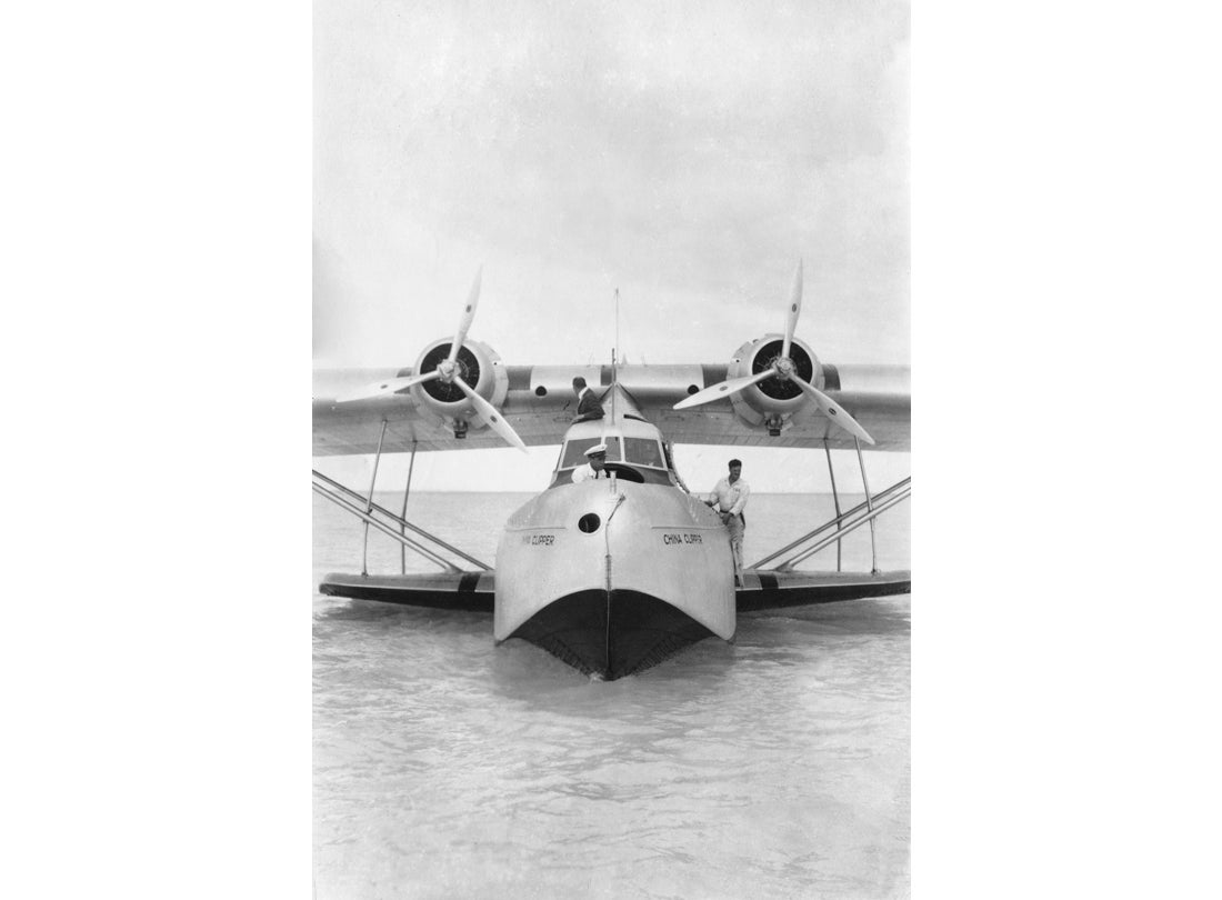 Pan American Airways Martin M-130 China Clipper taxiing on the lagoon, Midway Island 1937 