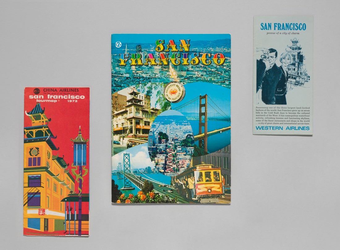China Airlines San Francisco tourist map  1973, Smith News San Francisco tourist guide  1970s, Western Airlines San Francisco brochure  1960s