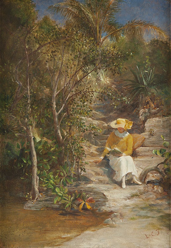 Sarah Reading in the Grotto, Miami  c. 1925