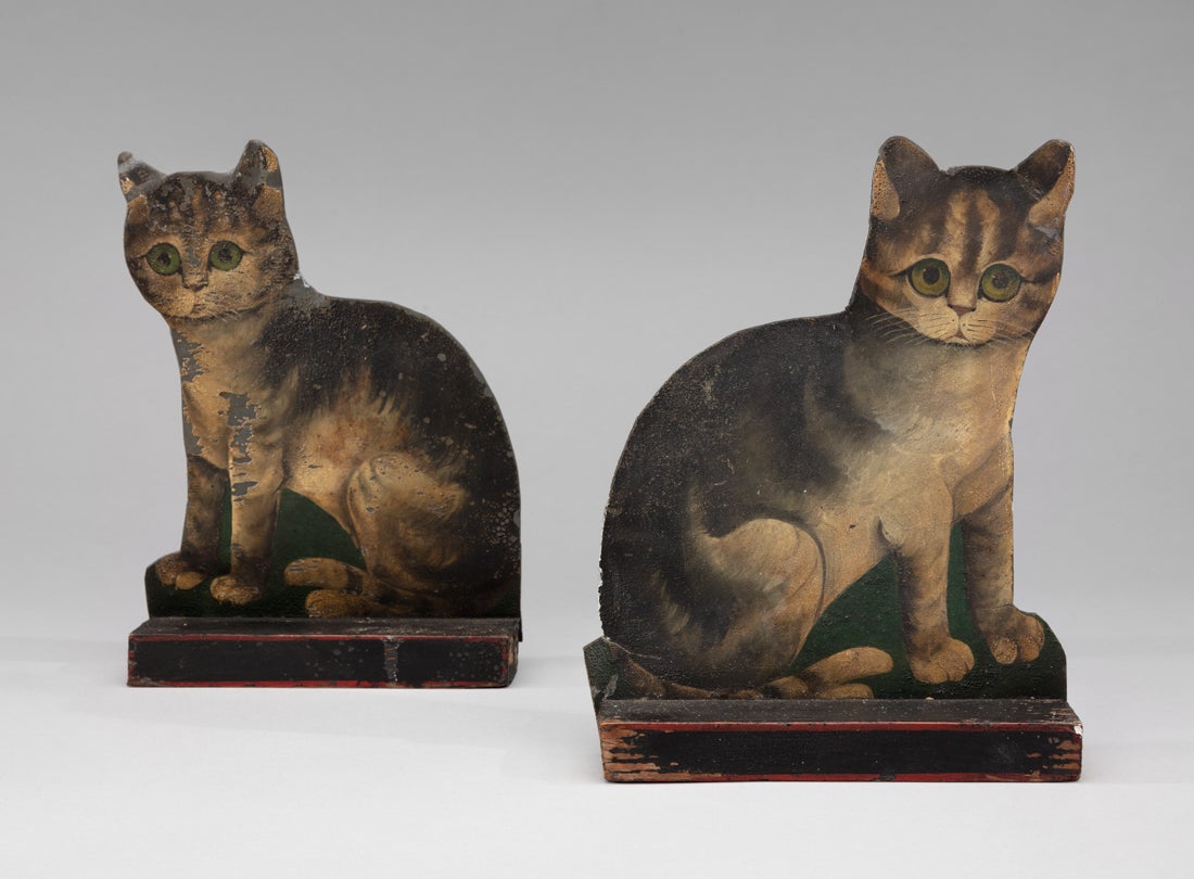 Toleware seated cats  19th century