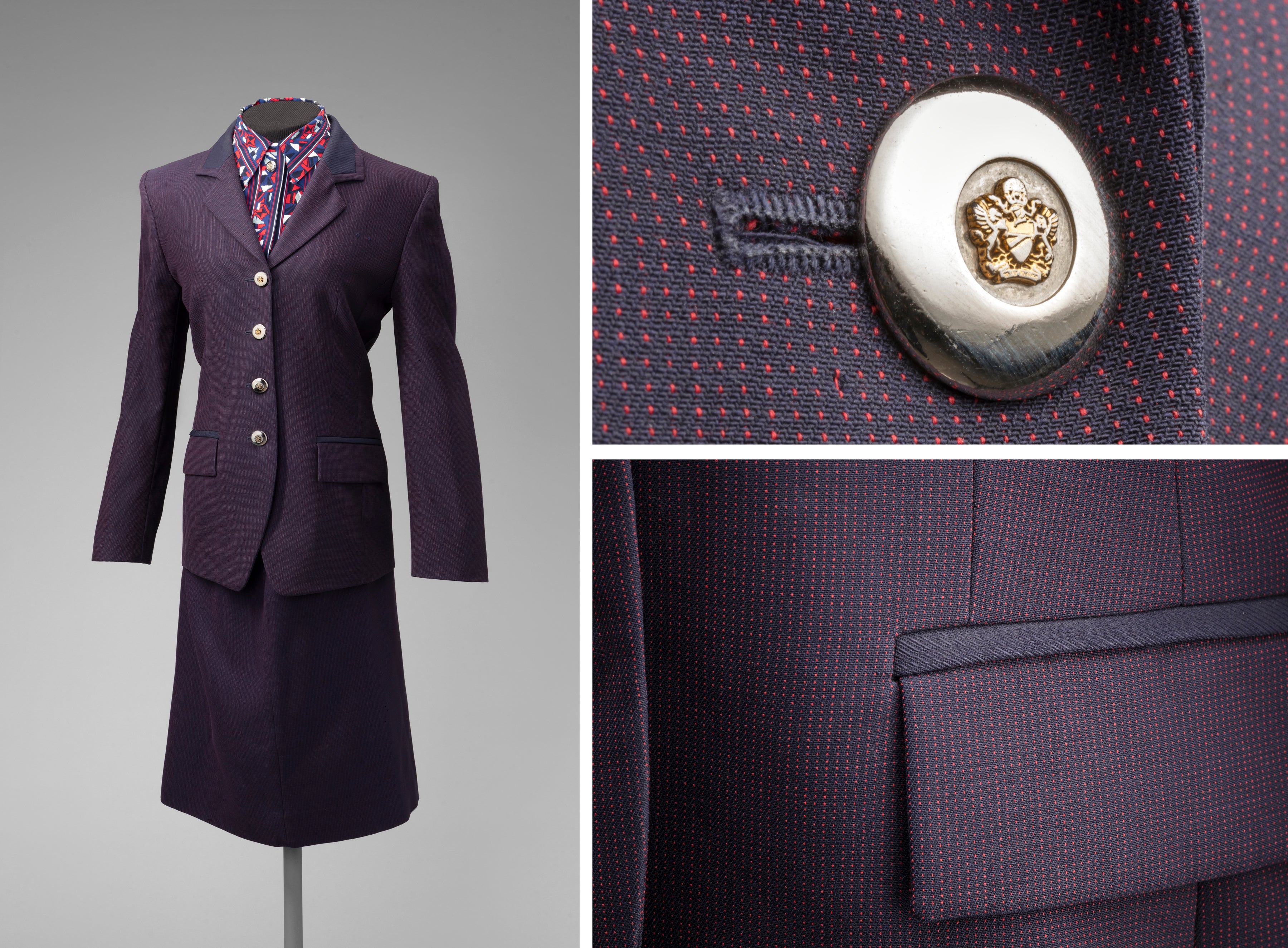 British Airways female flight attendant uniform 1990s 