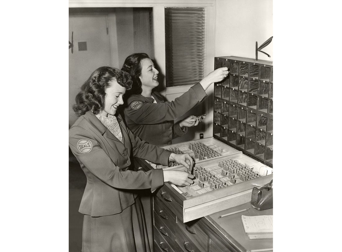 Seals ticket office staff sorting reserved seats for opening day