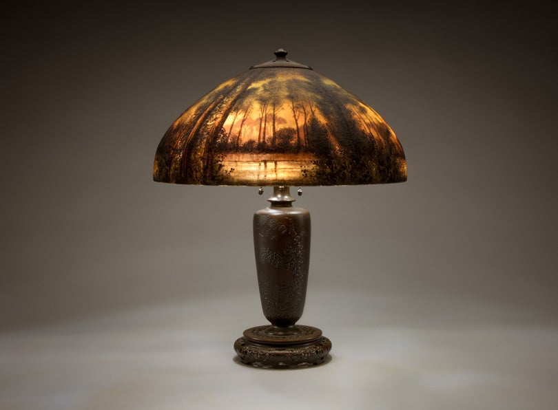 Lamp with painted shade  c. 1915